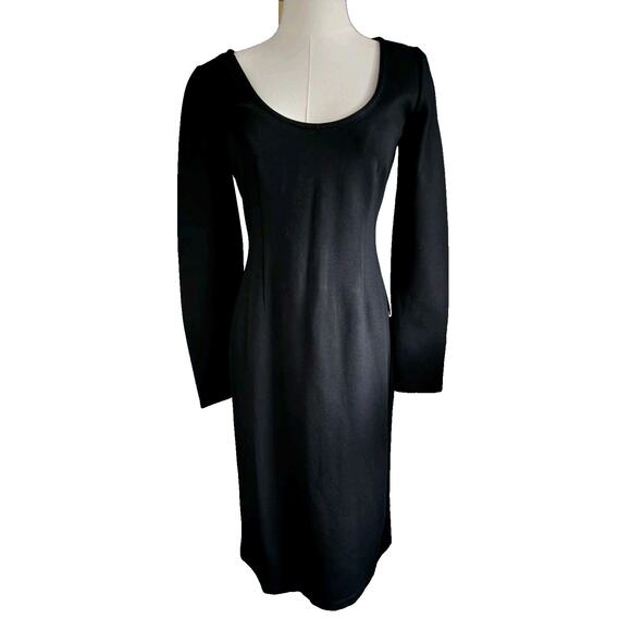 J.Crew Long-sleeve midi sheath dress in Italian ponte in black Mario Bellucci 6 - Picture 1 of 6
